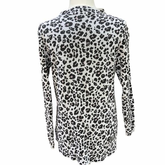 LOFT Cheetah Print White, Black, Pink Cozy Sweater - Picture 2 of 6